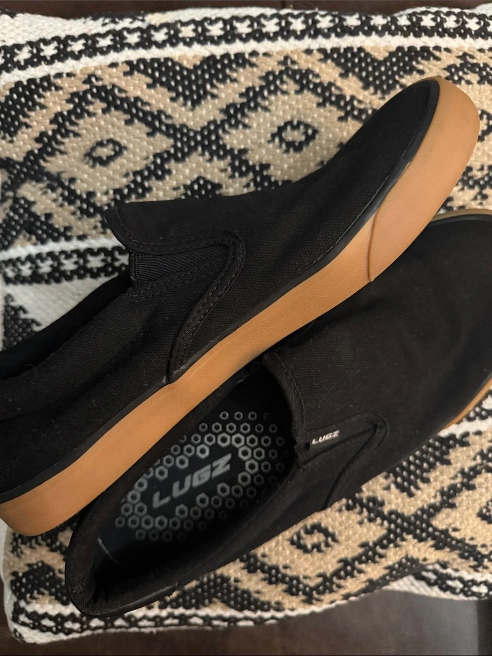 Lugz Men's Black Canvas Slip-On with Gum Outsole